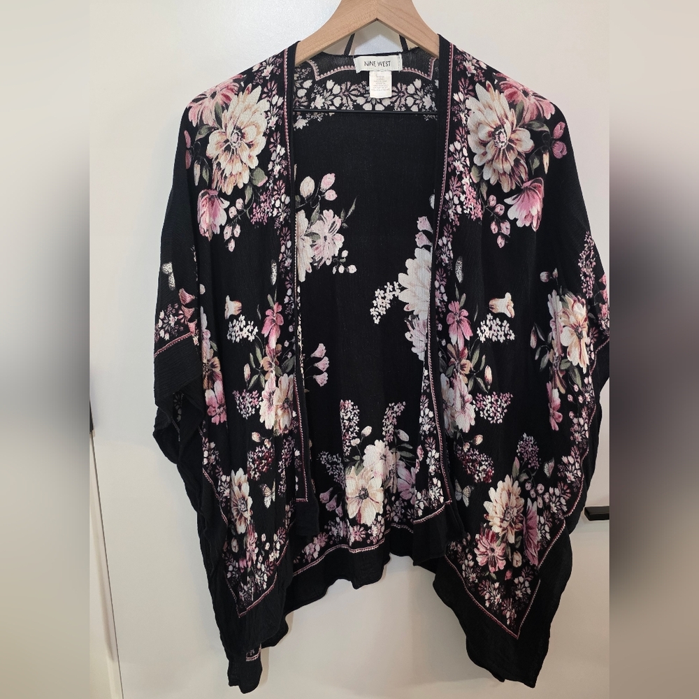 Nine West Black Floral Cover Up